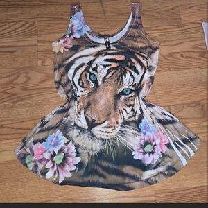 Source Unknown Multicolor Tiger & Floral Print Tank Top